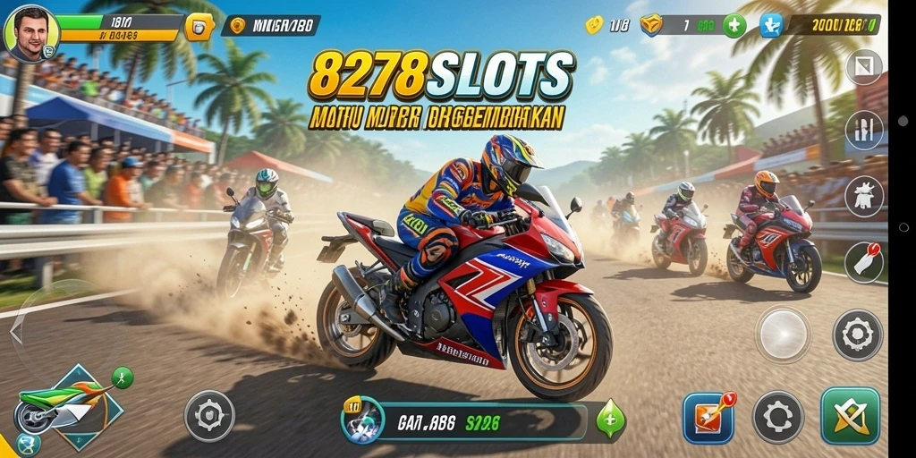 Gameplay menarik di 8278SLOTS dengan balapan motor yang seru.