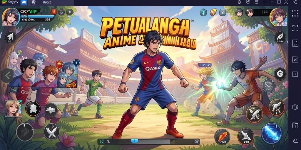 Tangkapan layar gameplay CR7VIP yang menampilkan pertarungan anime yang mendebarkan.