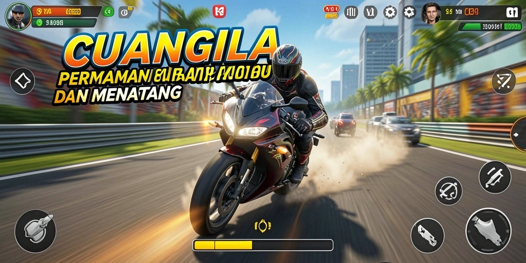 Screenshot CUANGILA menampilkan balapan motor yang seru dan penuh aksi.