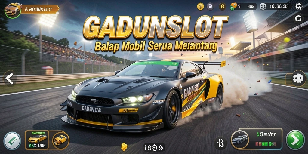 Screenshot gameplay GADUNSLOT menunjukkan aksi balap yang cepat dan menegangkan.