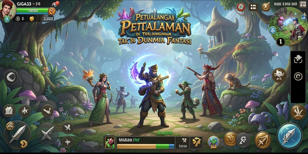 Screenshot GIGA33 menunjukkan momen seru dalam menjelajahi dunia fantasi.