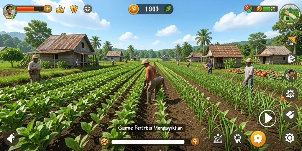 Tangkapan layar menampilkan kebun yang cantik dan aktivitas bertani di HARAPJP.