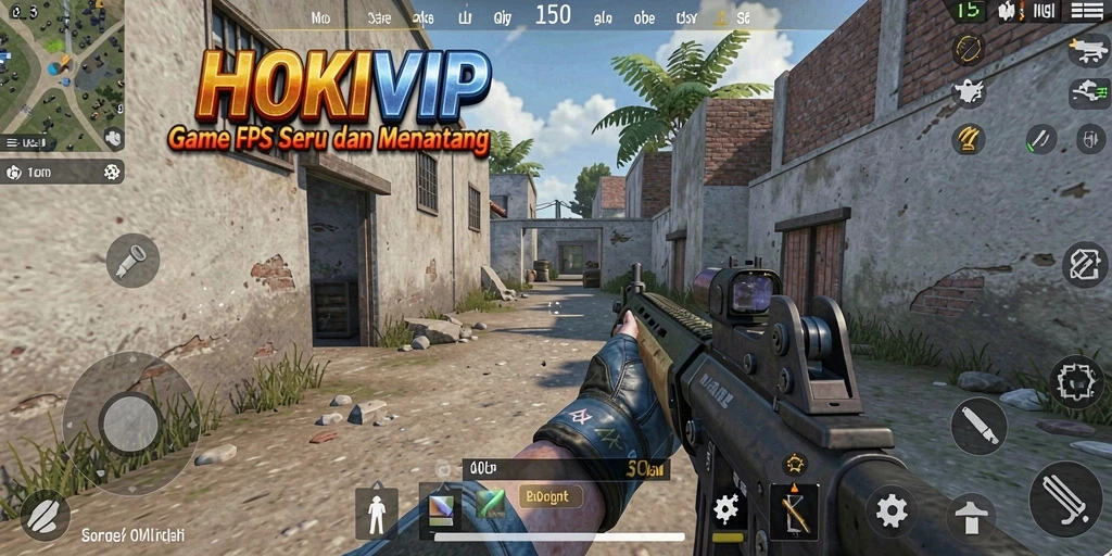 Screenshot HOKIVIP menampilkan aksi seru di medan perang FPS.