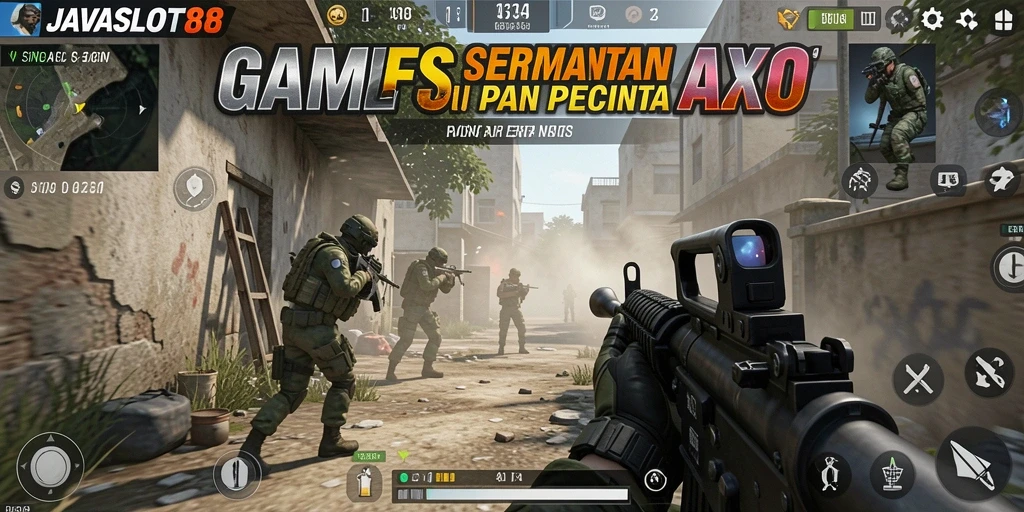 Tangkapan layar permainan <strong>JAVASLOT88</strong> menunjukkan aksi penuh adrenalin dalam gameplay FPS.