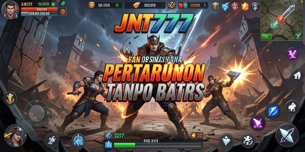 Tampilan gameplay mendebarkan dalam pertarungan JNT777.