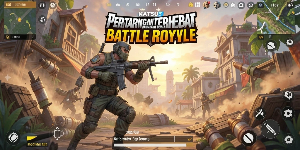Screenshot gameplay KATSU5 menunjukkan aksi seru dalam pertempuran.