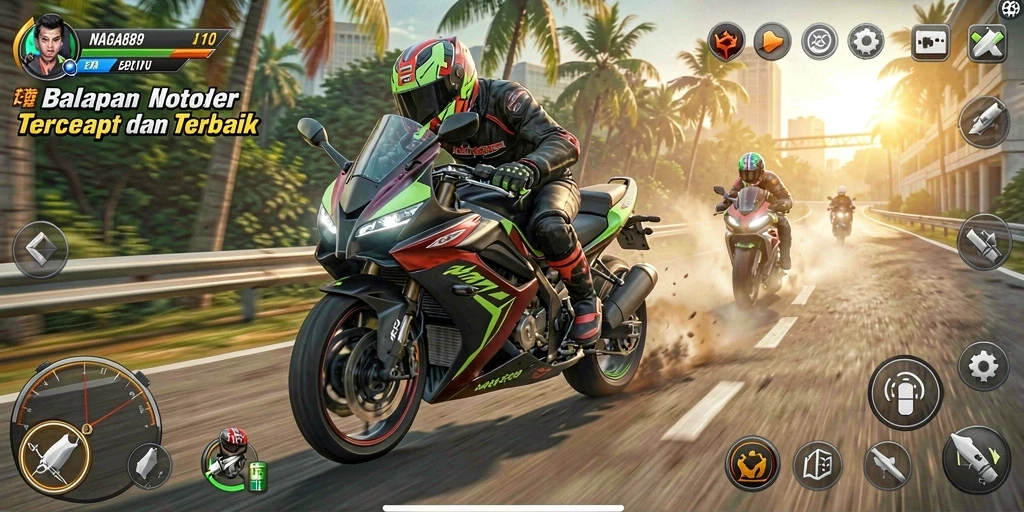Gameplay seru NAGA889 dengan balapan motor yang mendebarkan.