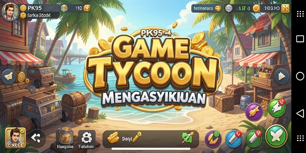 Tampilan menawan gameplay PK95 dengan elemen manajemen bisnis yang dinamis.