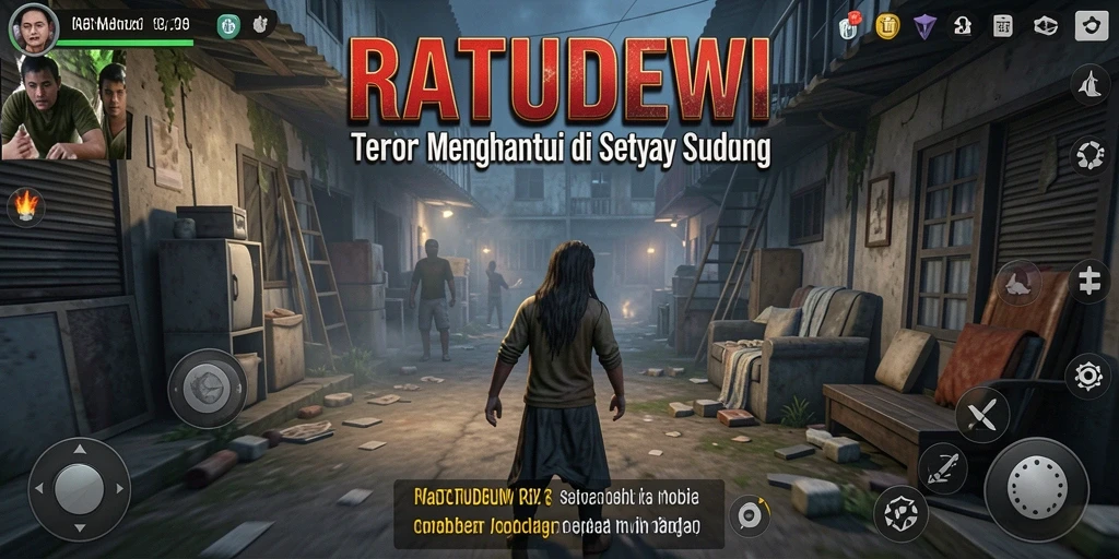 Tampilan gameplay RATUDEWI dengan suasana horror yang mencekam.