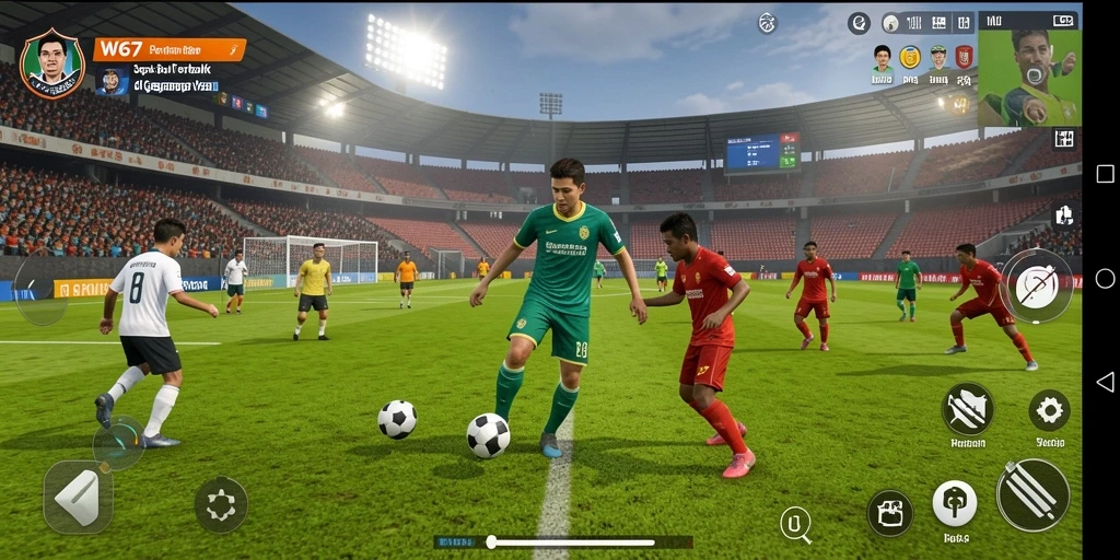 Tangkapan layar W67 menampilkan aksi seru dalam pertandingan sepak bola.