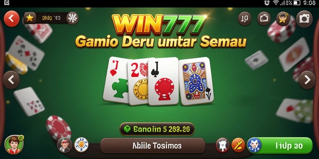 Screenshot gameplay WIN777 yang menampilkan suasana permainan Domino yang seru.