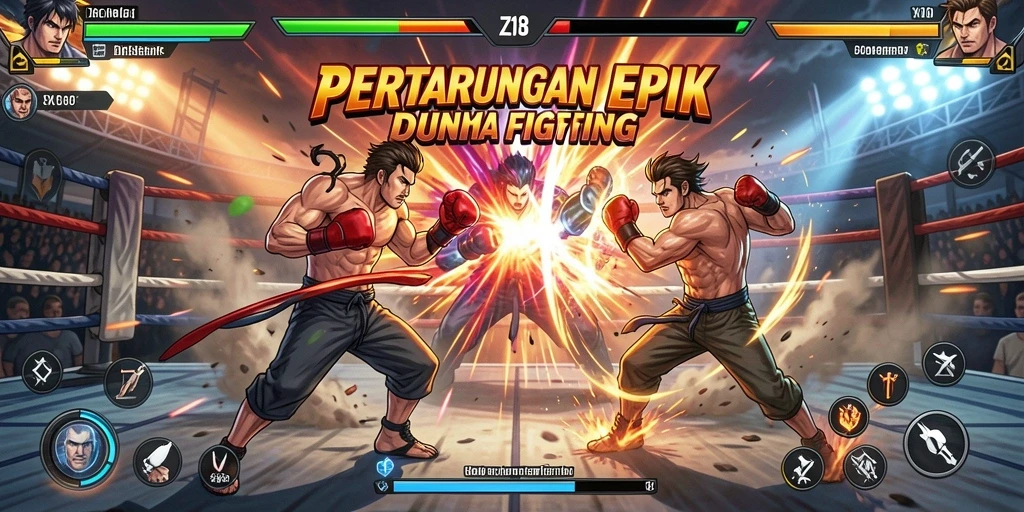 Tampilan seru gameplay <strong>Z18</strong> saat karakter bertarung dengan kombo memukau.